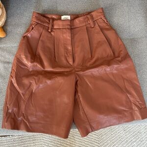 Wilfred Brown Vegan Leather Bermuda Shorts